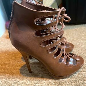 Call it spring brown leather heels with lace